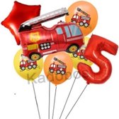 Brandweer folie ballonnen set verjaardag 5 jaar - Brandweer ballon 7 delig