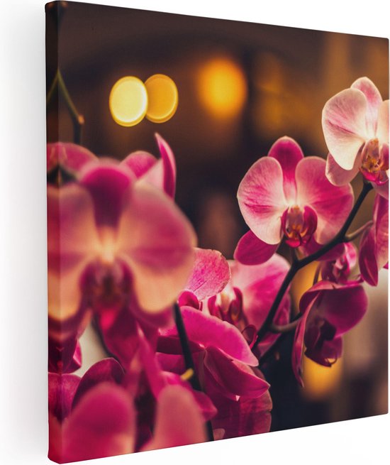 Artaza Canvas Schilderij Roze Orchidee Bloemen - 80x80 - Groot - Foto Op Canvas - Canvas Print