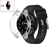 360 Graden Bescherming Set Geschikt Voor Samsung Galaxy Watch4 Classic 46mm ( Watch 4 Classic 46 mm ) - Tempered Glass Screen Protector Met Slim Cover Case Bumper Hoesje - Met Geha