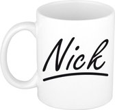 Nick naam cadeau mok / beker met sierlijke letters - Cadeau collega/ vaderdag/ verjaardag of persoonlijke voornaam mok werknemers