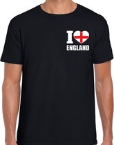 T-shirt I love England noir sur la poitrine pour homme - Chemise country Angleterre - vêtements de supporter S