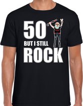 Verjaardag t-shirt 50 but I still rock - zwart - heren - vijftig jaar cadeau shirt Abraham 2XL