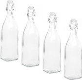 10x DIY glazen cadeau/decoratie flesje 1000 ml met beugeldop 8 x 32cm - 1 liter - Weggevertjes/bedankjes bruiloften en babyshowers