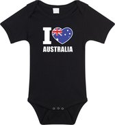 I love Australia baby rompertje zwart jongens en meisjes - Kraamcadeau - Babykleding - Australie landen romper 56 (1-2 maanden)