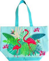 Damestas strandtas flamingo 58 cm - Dames handtassen - Shopper - Boodschappentassen