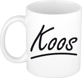 Koos naam cadeau mok / beker met sierlijke letters - Cadeau collega/ vaderdag/ verjaardag of persoonlijke voornaam mok werknemers