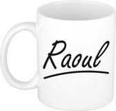 Raoul naam cadeau mok / beker met sierlijke letters - Cadeau collega/ vaderdag/ verjaardag of persoonlijke voornaam mok werknemers
