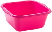 Set van 2x stuks kunststof teiltjes/afwasbakken vierkant 15 liter roze - Afmetingen 41 x 39 x 16 cm - Huishouden