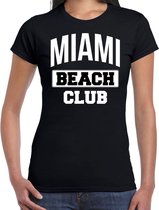 Miami beach club zomer t-shirt voor dames - zwart - beach party / vakantie outfit / kleding / strand feest shirt 2XL