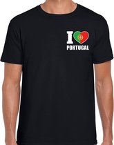 I love Portugal t-shirt zwart op borst voor heren - Portugal landen shirt - supporter kleding L