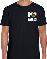 I love Wales t-shirt zwart op borst voor heren - Verenigd Koninkrijk landen shirt - supporter kleding XL