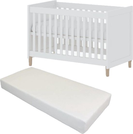 Cabino Baby Bed Met Matras Stockholm Wit 60 x 120 cm - cabino