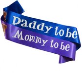 Babyshower sjerpen set Mommy en Daddy to be met beertjes paars en blauw - babyshower - kraamfeest - genderrevel - sjerp - geboorte - zwanger