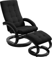 Fauteuil met voetensteun zwarte Suedetouch stof