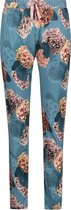 Cyell HORTUS DREAM dames pyjamabroek lang - Blauwe bloemenprint - Maat 36 Blauw met rozekleurige bloemen maat 36 (S)