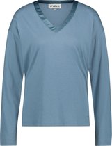 CYELL SOLIDS Dames Lange Mouw Pyjamashirt - Uni Coastal Cloud - Maat 46