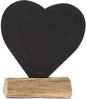 Krijtbordtje op houten voet - Hart - Krijtbord Hart op houten voet - Tafeldecoratie - Huwelijk versiering -  hoog 15cm