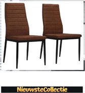 SALE!! - Stoel - 2 stuks - Stoelen - Eetkamer- Bruin - Stof - Design - modern - Nieuwste Collectie