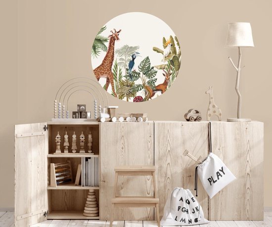 Papier peint cercle 80cm Mix d'animaux