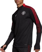 Adidas Manchester United Fc Trainingstop / Sporttrui - Met Rits - 21/22 Zwart/Rood Heren - Maat XL