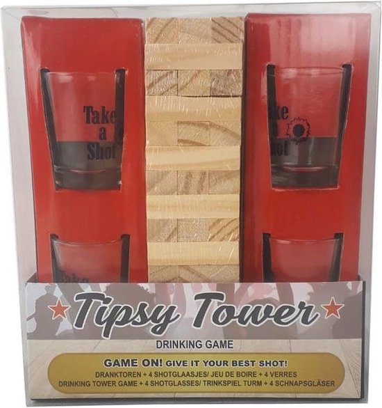 Thumbnail van een extra afbeelding van het spel Tipsy Tower - Drinkspel - Mini Dranktoren
