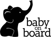 Baby On Board (wit) (20x15cm) Olifant