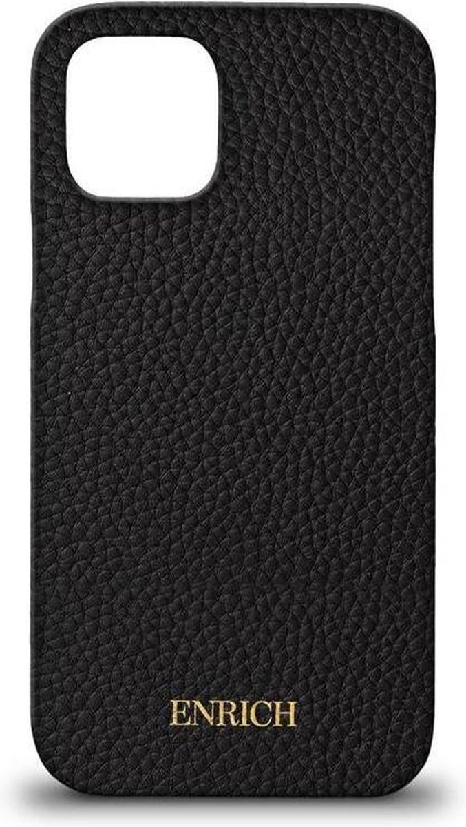 iPhone 12 Pro hoesje Black Out - Zwart Leer - Telefoonhoesje - Back Cover - Phone case