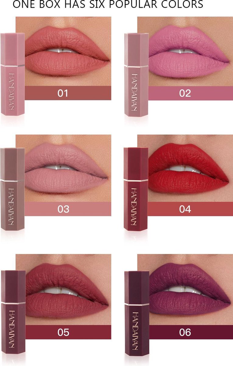 Handaiyan Lipstick Matte Set Van 6 Kleuren Lippenstift