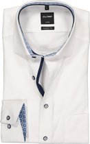 OLYMP Luxor modern fit overhemd - mouwlengte 7 - wit structuur (contrast) - Strijkvrij - Boordmaat: 39