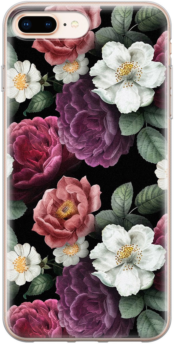 Leuke Telefoonhoesjes - Geschikt voor iPhone 8 Plus - Flowers - Soft case - TPU - Multi