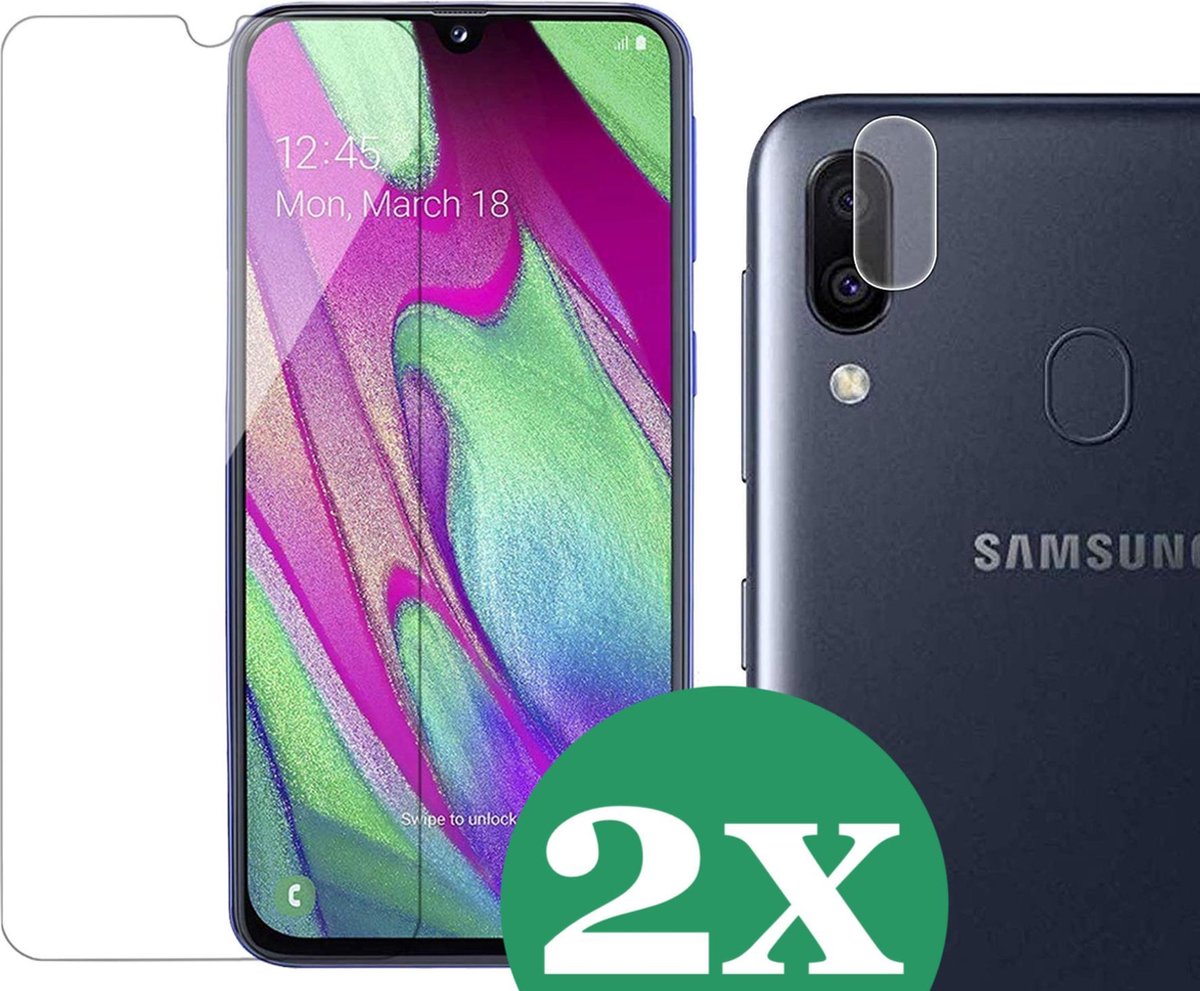 2x Screenprotector geschikt voor Samsung Galaxy A40 - 2x Camera Screen Protector Glas