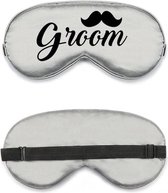 Luxe slaap masker voor de Groom grijs met zwart - slaapmasker - vrijgezellenfeest - bruidegom - groom - trouwen