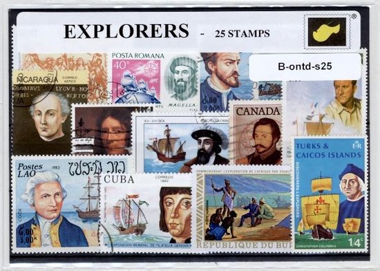 Afbeelding van het spel Ontdekkingsreizigers – Luxe postzegel pakket (A6 formaat) - collectie van 25 verschillende postzegels van Ontdekkingsreizigers – kan als ansichtkaart in een A6 envelop. Authentiek cadeau - kado - ontdekken - wereld - zeevaart - geschiedenis - VOC