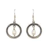 Oorbellen - Sieraad - Parel, Zilver - Wit - Rond - India - Sarana