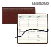 Brepols Agenda 2022 - Breprint - Horizontaal - Palermo Luxe cover - 8,1 x 16,6 cm - Bruin