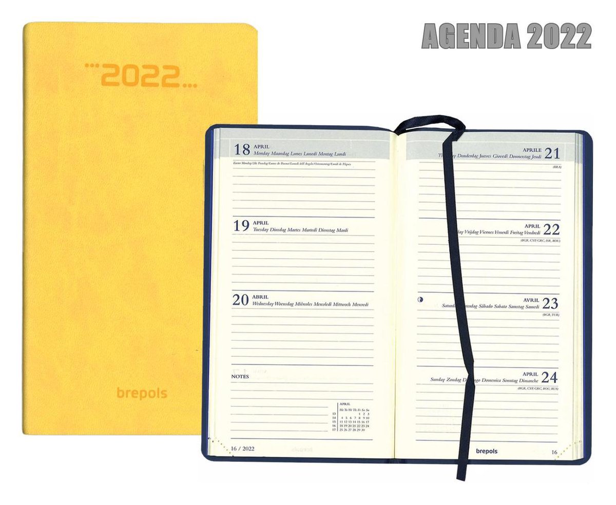 Brepols Agenda 2022 - Interplan - Colora - 9 x 16 cm - Geel