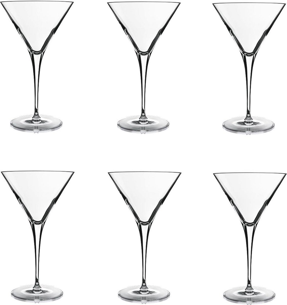 Luigi Bormioli - Set van 6 Luxe Martini glazen - Indrukwekkende glazen van maar liefst 20cm hoog en 12cm breed - Ultra helder en zuiver kristalglas - 30cl - Made in Italy
