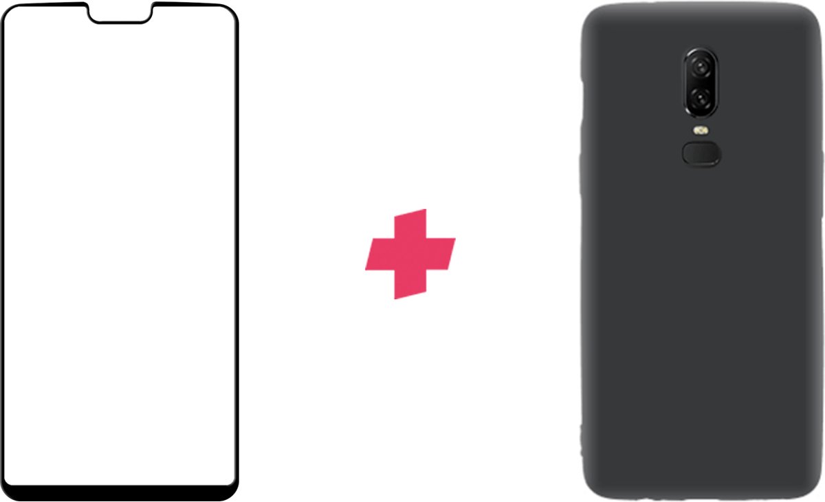 Zwart Slim cover + screenprotector voor OnePlus 6