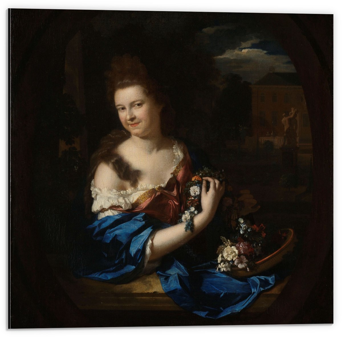 KuijsFotoprint Dibond - Oude meesters - Margaretha Rendorp, Adriaen van der Werff, 1692 - 50x50cm Foto op Aluminium (Wanddecoratie van metaal) Blauw