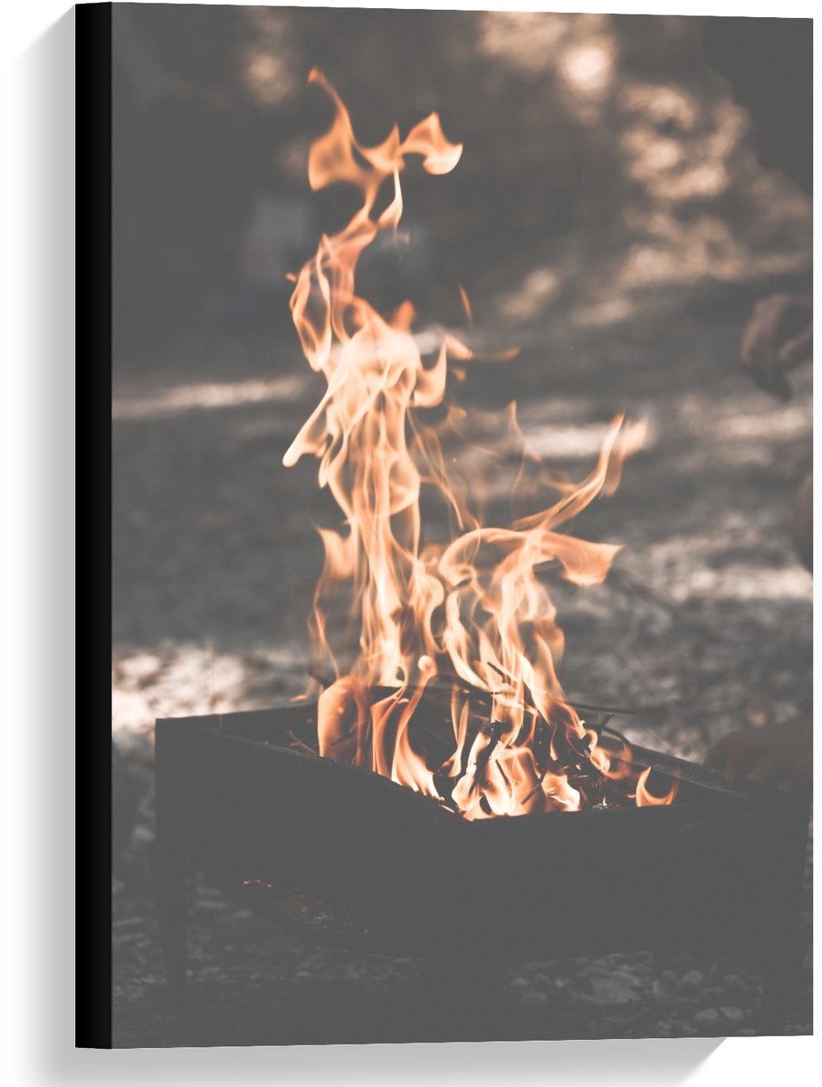 KuijsFotoprint Canvas - Brandend Vuur - 40x60cm Foto op Canvas Schilderij (Wanddecoratie op Canvas) Bruin