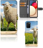 Telefoon Hoesje Geschikt voor Samsung Galaxy A03s Wallet Book Case met foto Schaap en Lammetje