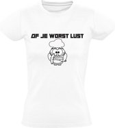 Of je worst lust Dames t-shirt | schijt aan | slagerij | slager | vlees | Wit