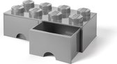 LEGO Brick 8 Opbergbox met 2 lades - Grijs - 9.2 L - 50x25x18cm - Kunststof