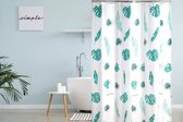 Su.B.dgn Douchegordijn 180x200 polyester badkamer douchegordijn wasbaar met 12 ringen | Palmblad