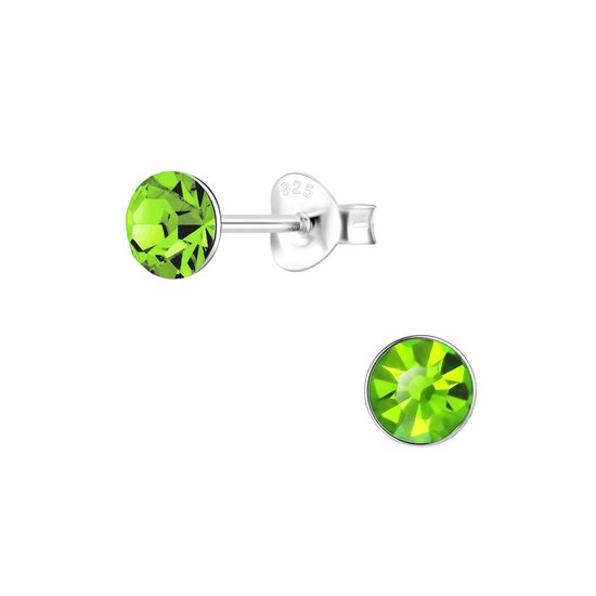 Joy|S - Zilveren 5 mm oorknoppen - kristal peridot groen