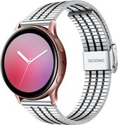 Stalen Smartwatch bandje - Geschikt voor  Samsung Galaxy Watch Active roestvrij stalen band - zilver/zwart - Strap-it Horlogeband / Polsband / Armband