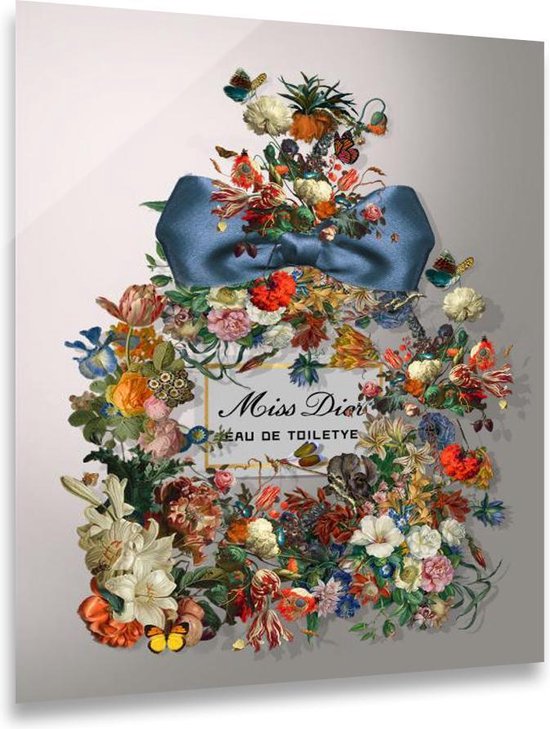 Ter Halle Glasschilderij 60 x 80 cm | Miss Dior Flowers Eau de Toiletye