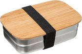 RVS lunchbox met bamboe deksel 0.85l - Broodtrommel - Brooddoos