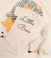 Romper Tekst Little Boss - Biologisch Katoen - Geboorte Cadeau - Baby Shower Cadeau - Maat 56 - RomperCity