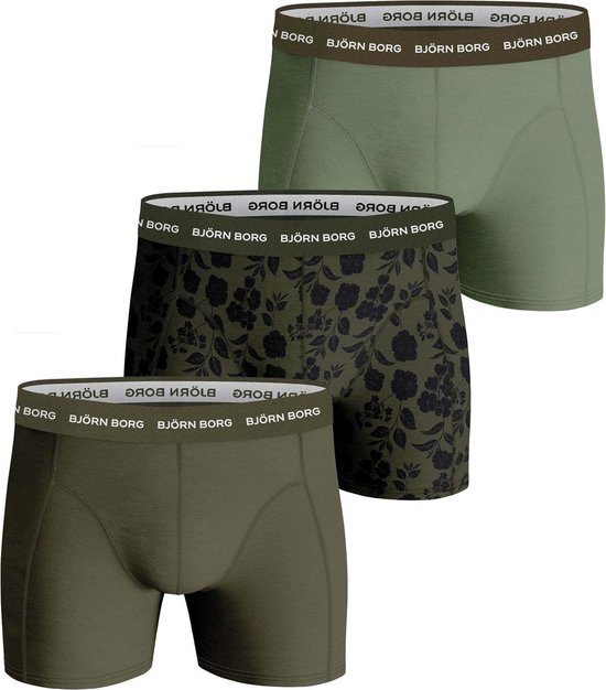 Björn Borg Boxershort Essential - Onderbroeken - Boxer - 3 stuks - Heren - Maat M - Groen & Print Björn Borg Boxershort Essential - Onderbroeken - Boxer - 3 stuks - Heren - Maat M - Groen & Print